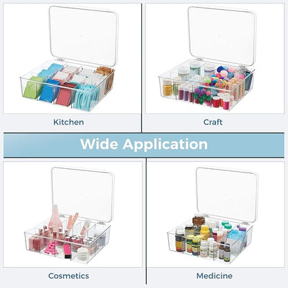 Varku Tie Organizer Box, 16-Cell Clear Tie Rack Organizer, Stackable Tie Display Rack, Drawer Closet Storage Bin with Lid, Storage Box for Ties (16 Cell)