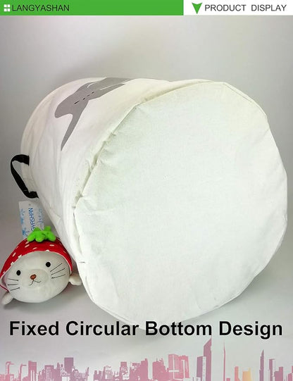 Laundry Basket Canvas Fabric Collapsible Organizer Basket for Storage Bin Toy Bins Gift Baskets Bedroom Clothes Children Nursery Hamper (Elephant)