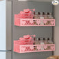 Beeveer 2 Pack Heart Magnetic Spice Rack for Refrigerator Metal Magnet Basket Shelf for Fridge Seasoning Storage Organizers Home Decor Kitchen Accessories (Pink)
