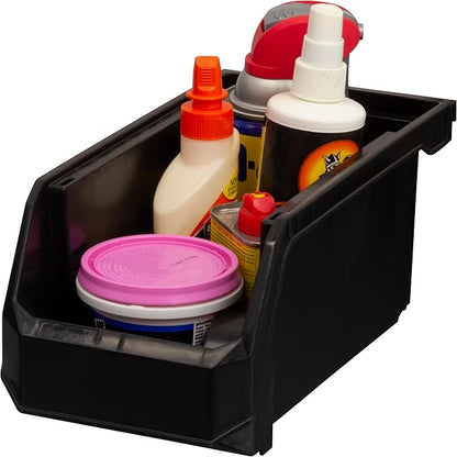ReadySpace Plastic Containers for Organizing and Storage Bins for Closet, Kitchen, Office, Garage or Pantry Organization, Stackable Bins, Medium (11" x 5" x 5.5"), 8-Pack, Black