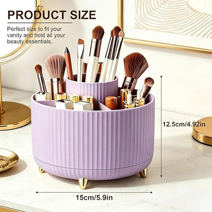 Makeup Brush Holder, Makeup Brush Organizer Countertop, Skincare Makeup Cosmetic Perfume Organizer Storage Box Case for Vanity Bathroom Countertop(Purple)