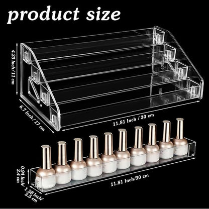 Jetec 2 Pcs Acrylic Card Display Stand Versatile Display for Trading Cards Greeting Card Sunglasses Organizer Nail Polish Holder Essential Oils Cosmetic Cases Eyewear Rack(4 Tiers Style)