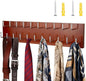 Belt Organizer Holder Wooden Belt Hanger for Closet Wall Mount Belt Storage Rack Tie Bra Scarf Hanger Holds Over 40 Large Belts (Brown)