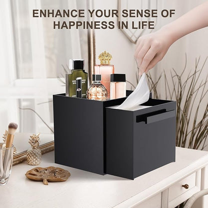 Disposable Face Towel Storage Box Compatible with Clean Skin Club Clean Towel XL Acrylic Cosmetic Organizer Container Box Facial Towels Holder with Drawer Wall-Mounted (Glossy Black)