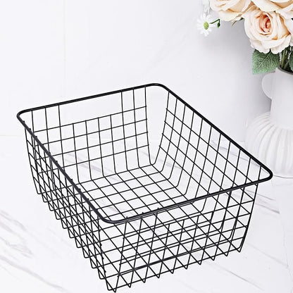 Brightalk 14" Upright Freezer Storage Baskets, Black Wire Storage Bins Large Bakset for Freezer, Pantry, Bathroom Organizing, Set of 4