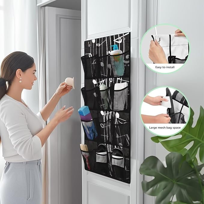 Hanging Storage Shoe Pack for Closet 12 Mesh Pockets Over The Door Wall Closet Holder for Sundries Clothes Boots Toys,Music Note