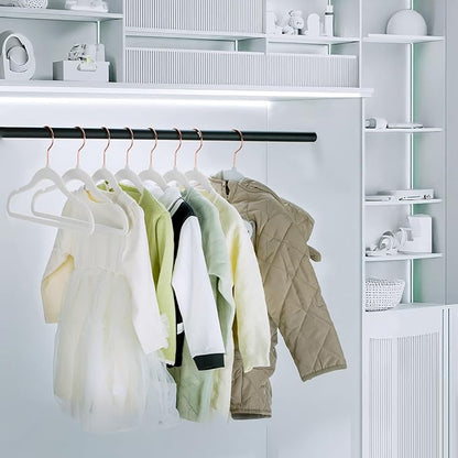 50 Pack Velvet Baby Hangers Non-Slip Clothes Hanger with Swivel Hooks, Space Saving Infant Toddler Closet Organizers, Ultra Thin Durable Child Hangers for Nursery, Kids, Children Wardrobe
