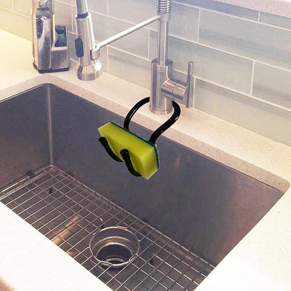 Pmsanzay Sling Flexible Sink Caddy, Sink Sponge Holder Organizer, Non-Slip – Holds Sponge, Scrubbing Brush or Dishrag, Not hiding dirt, easy to clean - Black