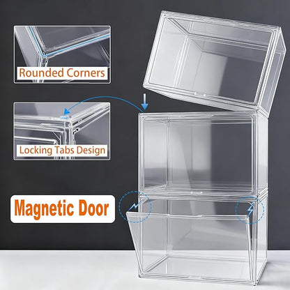 3 Pack XXX-Large Acrylic Purse Box Organizer 17.3x13x13'' Clear Handbag Organizer Acrylic Box Display Case with Magnetic Attraction Lid, Showcase for Tote Bag, Helmet, Tall Boots, Super Large Figures