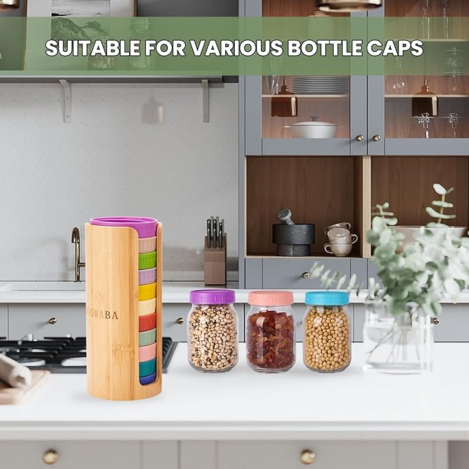 Mason Jar Lid Organizer (2pcs), Mason Jar Lid Storage Made of Bamboo,Fit Perfectly,Stackable Steady, Suitable for Mason Lids/Canning Lids/Bamboo Lids (RUGELAR SIZE)