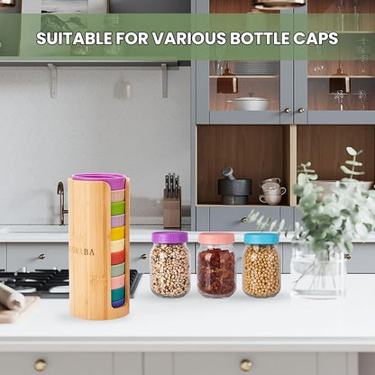 Mason Jar Lid Organizer (2pcs), Mason Jar Lid Storage Made of Bamboo,Fit Perfectly,Stackable Steady, Suitable for Mason Lids/Canning Lids/Bamboo Lids (RUGELAR SIZE)