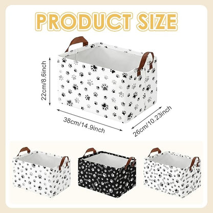 3 Pack Dog Paw Storage Baskets for Gifts Dog Empty Large Collapsible Toy Storage Bins Box Dogs Toy Canvas Baskets Organizer with Handles Cute Puppy Nursery Decor Laundry Basket for Shelves Closet