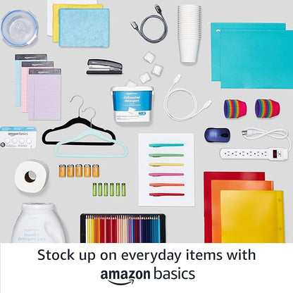 Amazon Basics Velvet Non-Slip Skirt Clothes Hangers with Clips, 360 Degree Rotatable Hook, Sturdy Construction, Organize Pants and Skirts, Black/Silver, 50-Pack