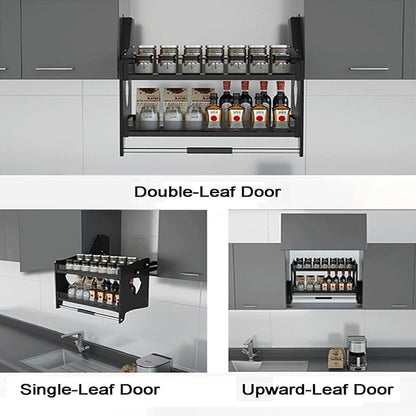 Inside Cabinet Door Organizer,Double-layer Adjustable Pull-down Shelf,Freeing Up Countertop Space,for Bar Coffee Pantry(900mm)