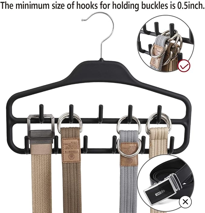 Grey Plastic Rubberized Hangers 30 Pack and Belt Hanger Rack Holder for Closet