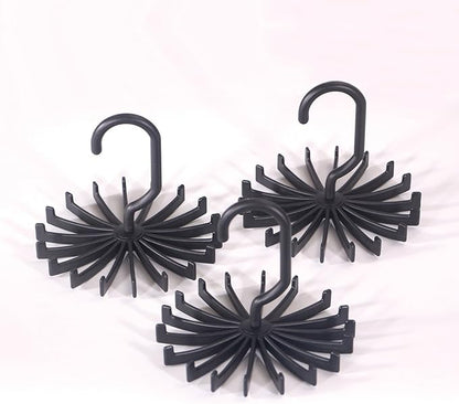 4 Pack Tie Rack Hanger Holder Hooks Organizer for Mens, 360 Degree Rotating Tie Racks, Black