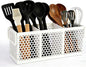 Kitchen Utensil Holder with 3Compartments Metal Mesh Silverware Caddy Organizer with Sturdy iron Base for Kitchen Countertop，Black Cooking Utensil Crock