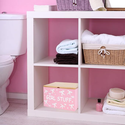 JarThenaAMCS Tampon Holder for Bathroom Pad Organize Case with Lid Coquette Pink Bow Feminine Product Tampon Storage Girl Stuff Box for Bathroom Accessories