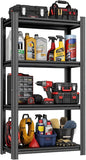 24 Inch Wide Heavy Duty Garage Shelving Unit, 4-Tier Metal Storage Shelves, Adjustable Upgraded Reinforced Double-Layer Columns for Space-Saving, Easy Assembly, Black (24''W x 12''D x 53''H)