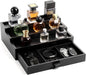 Wooden Cologne Organizer for Men 3 Tier Perfume Stand Organizer with Drawer and Hidden Compartment Cologne Display Riser Shelf Holder for Dresser Figures Fragrances Skincare Makeup Storage (Black)