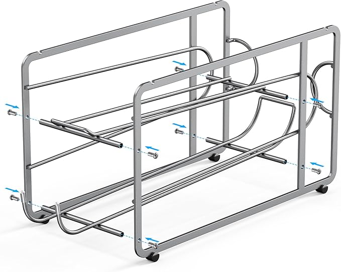 Canyave Soda Can Organizer Storage Rack, 2 Pack Stackable Beverage Soda Can Dispenser Organizer Holder for Refrigerator, Cabinet, Pantry (Silver)