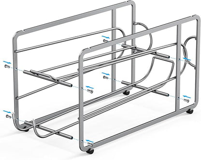 Canyave Soda Can Organizer Storage Rack, 2 Pack Stackable Beverage Soda Can Dispenser Organizer Holder for Refrigerator, Cabinet, Pantry (Silver)