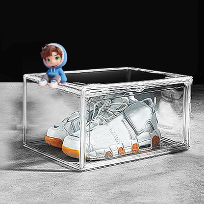 eYotto 1 Pack Acrylic Clear Shoe Storage Boxes Stackable, Acrylic Shoe Box US Size 14, Large Clear Shoe Organizer With Magnetic Door for Closet Cabinet Sneaker Hat Handbag