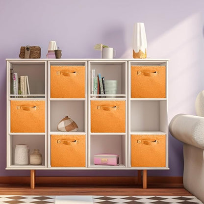 ShellKingdom Storage Bins, Foldable Fabric Storage Cubes And Cloth Organizer Drawer For Closet And Toys, 13 X 13 X 13 INCH, 2 Pack (Orange)
