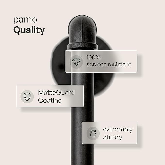 pamo Wall Mounted Pipe Clothing Rack – Industrial Closet System in Black Powder-Coated Steel – 41" W × 87" H, 309 lbs – Walk-In Closet & Retail
