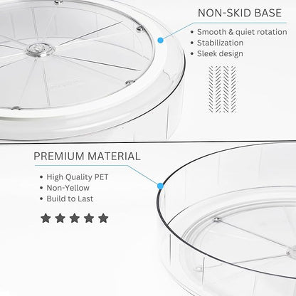 NOSTALGIQ 3-Pack Lazy Susan Organizer | Rotating Pantry Organizers and Storage | Clear Lazy Susan for Table Top, Cabinet Organizer, Perfume Organizer, Spice Rack Organizer (9", 10", 11")