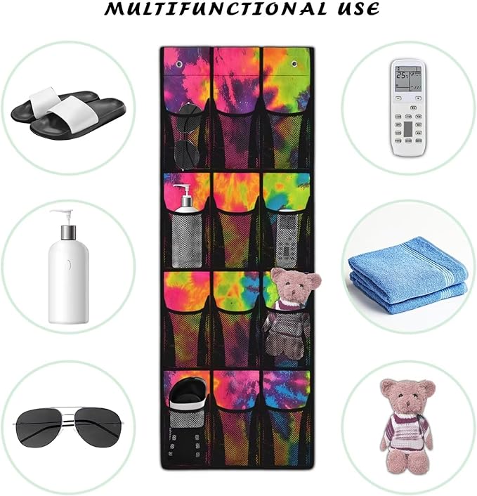 Over The Door Shoe Hanging Organizer for Door Sturdy Oxford Over The Door Shoe Organizer Closet Hanging Shoe Holder Hanger,Tie Dye