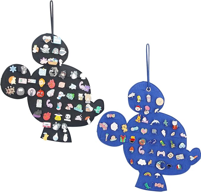 Hanging Brooch Pin Organizer Enamel Pin Display Cute Cartoon Shape Brooch Pin Display Storage Holder for Brooch Pin(Without Accessories ) (black+blue)