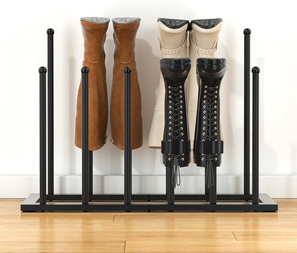 Urban Deco Free Standing Shoe Racks, Boot Organizer for Tall Boots, Black Metal Boot Rack Fit for 6 Pairs, Shoe Organizer for Dorm Room, Closet, Entryway (Black-6pairs)