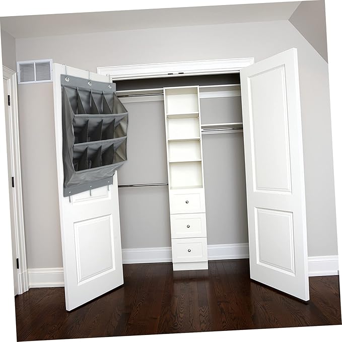 Luxshiny Multi Function Over the Door Organizer Bag Gray Compartment Hanging Storage Pouch for Shoes Socks and Accessories Tear Resistant Wall Mounted Closet Hanging Pouch for Home and Dorm