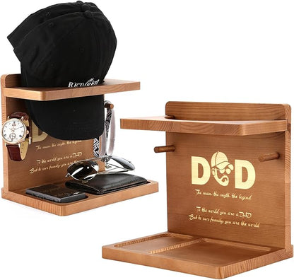 Birthday Gifts Ideas for Dad from Daughter Son,Wooden Hat Holder Display Stand,Hat Rack for Baseball Caps,Best Dad Ever Home Office Organizer Decoration Gifts for Christmas Retirement Fathers Day