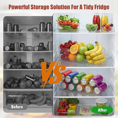 Soda Can Organizer for Refrigerator, Clear Drink Organizer for Fridge and Pantry - Double Layer Rolling Soda Dispenser for Pop Cans and Beverages (2PC)