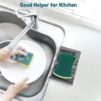 Silicone Soap Dish,Self Draining Soap Holder Perfect for Shower,Bathroom Sink,Kitchen Sink & Travel,Non-Slip Bar Soap Holder Extend Soap Life,Keep Soap Bars Dry & Easy Cleaning Grey-1Pcs
