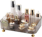 DASITON Makeup Organizer Countertop for Vanity, 5 Slots Makeup Brush Holder Organizer, Vintage Makeup Perfume Tray Cosmetic and Skincare Organizers for Bedroom Bathroom Counter, Desk Storage (Grey)
