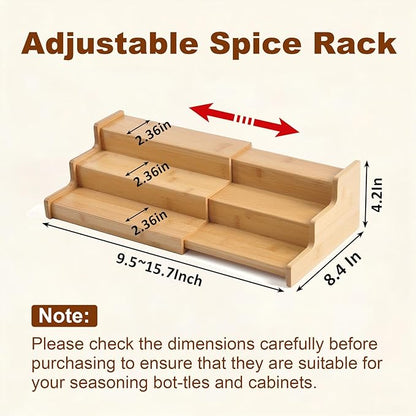 JinDoWin Spice Rack Organizer For Cabinet, Spice Organization For Cabinet, Spice Rack For Countertop,15.7 Inch Adjustable Seasoning Organizer Spice Organizer (2 Pack, Medium)