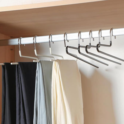 SHIMOYAMA Space Saving Pant Hangers, 5 Pack, Semi-Open Trouser Hanger for Jeans & Pants, Single Rod Closet Organizer for Slacks, Khakis (White)