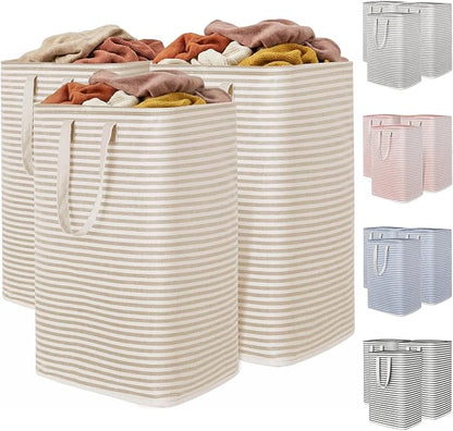 Lifewit 3 Pack Laundry Basket 80L Each, Collapsible Clothes Hamper with Reinforced Handles, Freestanding Waterproof Design for Bedroom and Laundry Room, Beige 240L Total