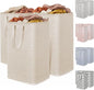 Lifewit 3 Pack Laundry Basket 80L Each, Collapsible Clothes Hamper with Reinforced Handles, Freestanding Waterproof Design for Bedroom and Laundry Room, Beige 240L Total