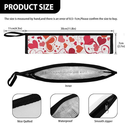 COEQINE Travel Silverware Holder Pink Lovely Heart for Women Travel Utensil Carrying Case With Handles Zipper Flatware Organizer Case for Camping