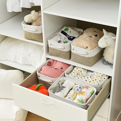 Small Storage Baskets for shelves,Fabric Storage Baskets for closet,rectangular Collapsible baskets for organizing clothes,books,gifts