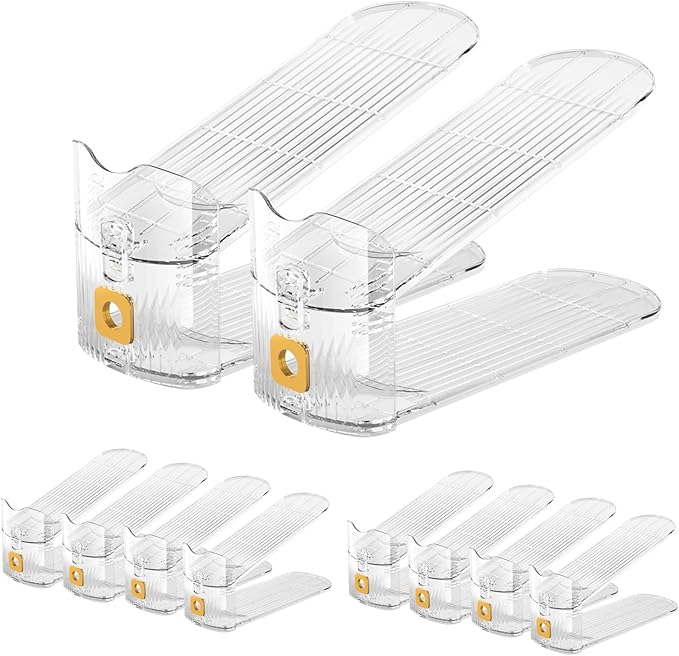 CiBiZi Shoe Slots Organizer Clear 10Pack Adjustable Shoe Stacker for Closet Double Layer Shoe Rack Holder Space Saver Shoe Storage Organizer Zapatero Organizador