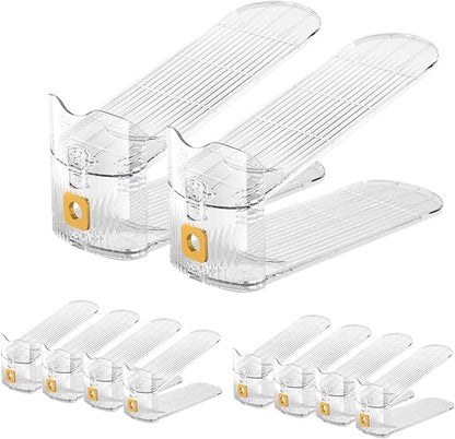 CiBiZi Shoe Slots Organizer Clear 10Pack Adjustable Shoe Stacker for Closet Double Layer Shoe Rack Holder Space Saver Shoe Storage Organizer Zapatero Organizador