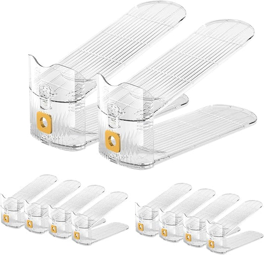 CiBiZi Shoe Slots Organizer Clear 10Pack Adjustable Shoe Stacker for Closet Double Layer Shoe Rack Holder Space Saver Shoe Storage Organizer Zapatero Organizador