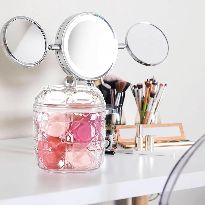 2-Pack Scrunchies Holder, 30oz Q-tip Holder, Plastic Bathroom Canisters, Elegant Vanity Storage Containers for Hair Accessories & Beauty Supplies
