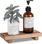 Bathroom Tray Farmhouse Decor Pedestal Stand Wood Riser Display Kitchen Accessories Soap Holder for Sink, Counter, Vanity, 8.7 * 3.6 Brown