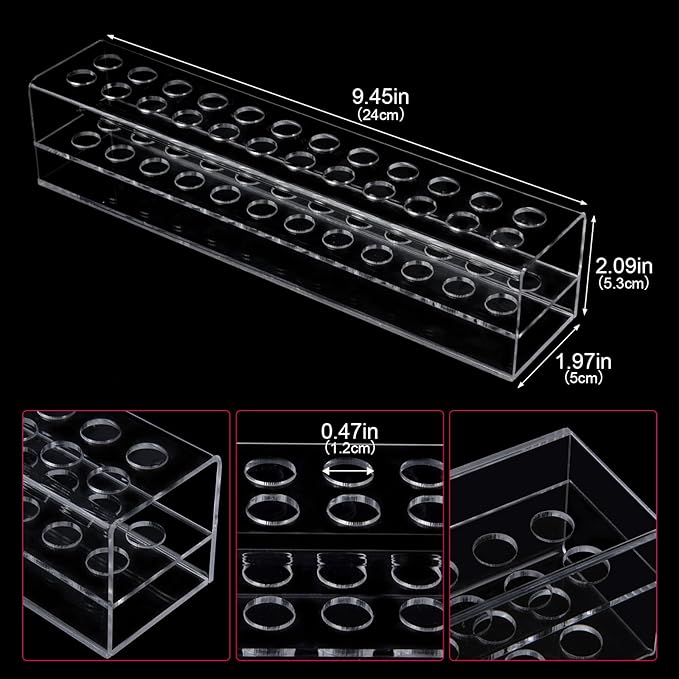 Acrylic Lip Liner Organizer & Eyeliner Organizer, 24 Standard Cosmetic Pencil Makeup Brush Makeup Display Case Refillable Container